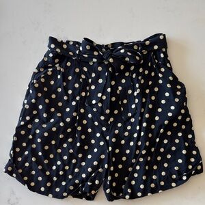 FRNCH Navy Polka Dot High Waist Shorts